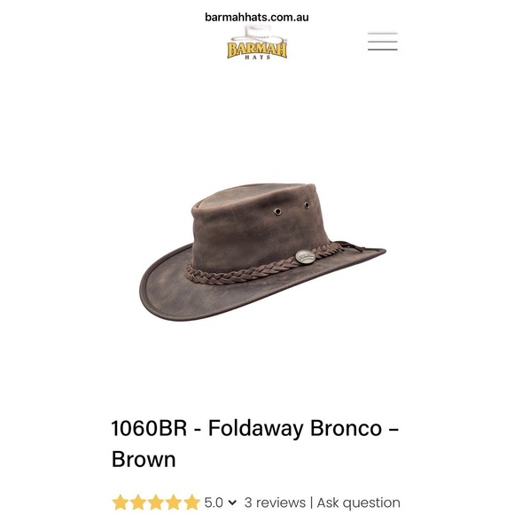 Barmah Australia Foldaway Bronco Leather Hat Brown Men S 1060 Waterproof 50+ UPF - Picture 15 of 16
